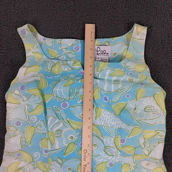Vintage Lilly Pulitzer Dress size 14 Fish Print Tropical Summer Sleeveless Blue - Picture 14 of 15
